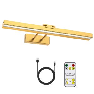 Picture Lights for Wall, Wireless Rechargeable Dimmable and 3 Colour Temps, Gold