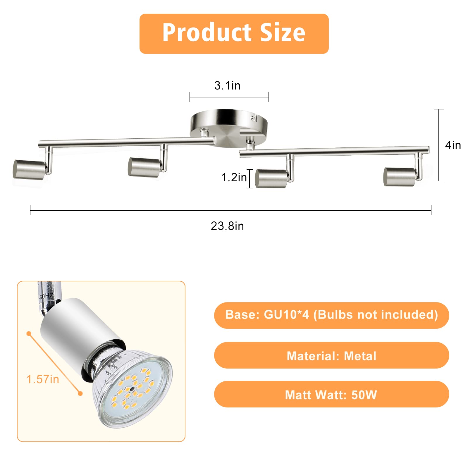 Rotatable LED Ceiling Spotlight, 4-Way Modern Design, Indoor Lighting for Kitchen - Image 2