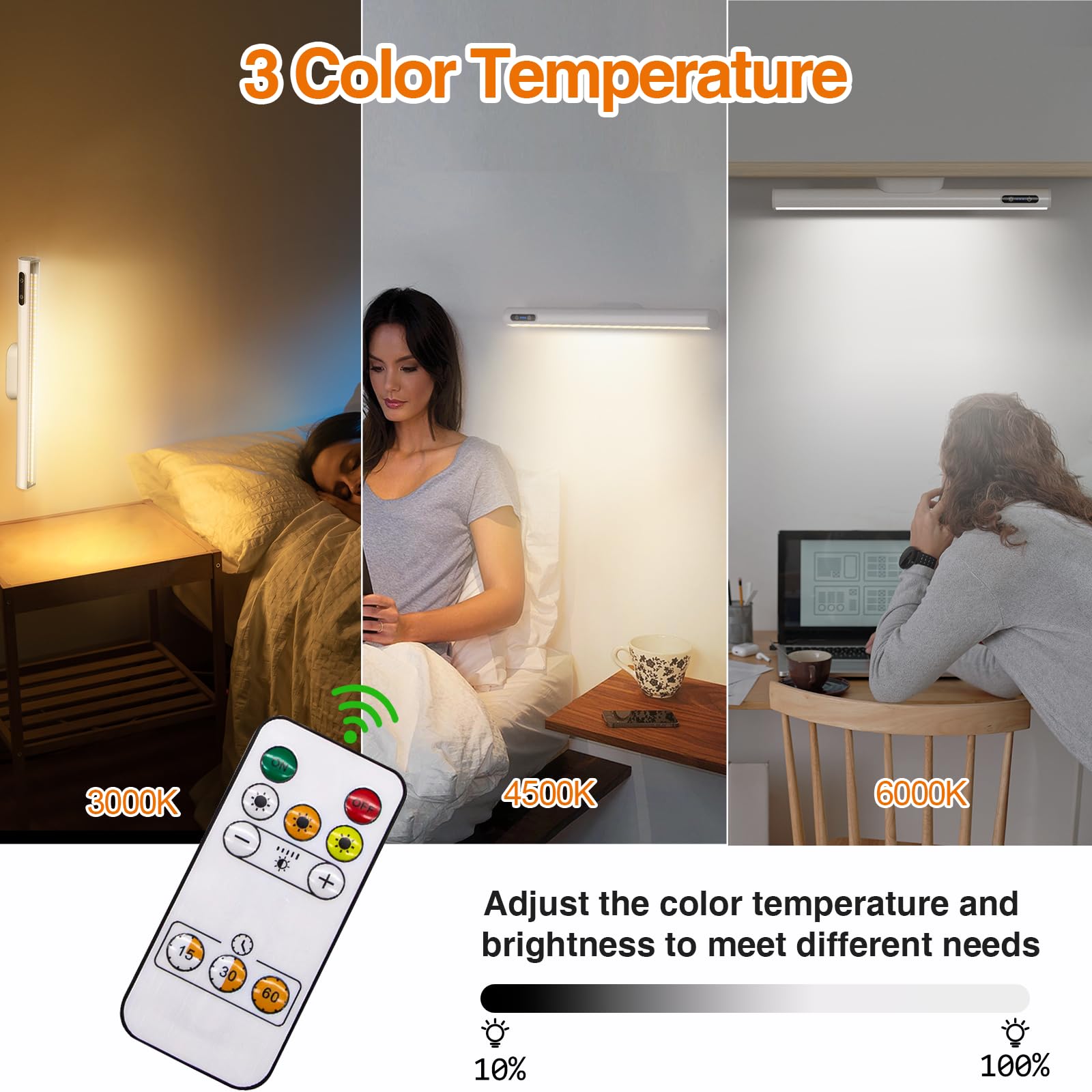 Rechargeable Under Cabinet Lights with Remote, 3 Colour Temperature - Image 3