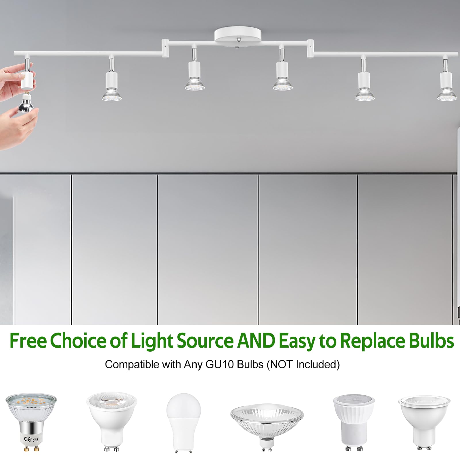 Kitchen Lights,6-Light Ceiling Lighting Kits, Ceiling Spotlight White - Image 3