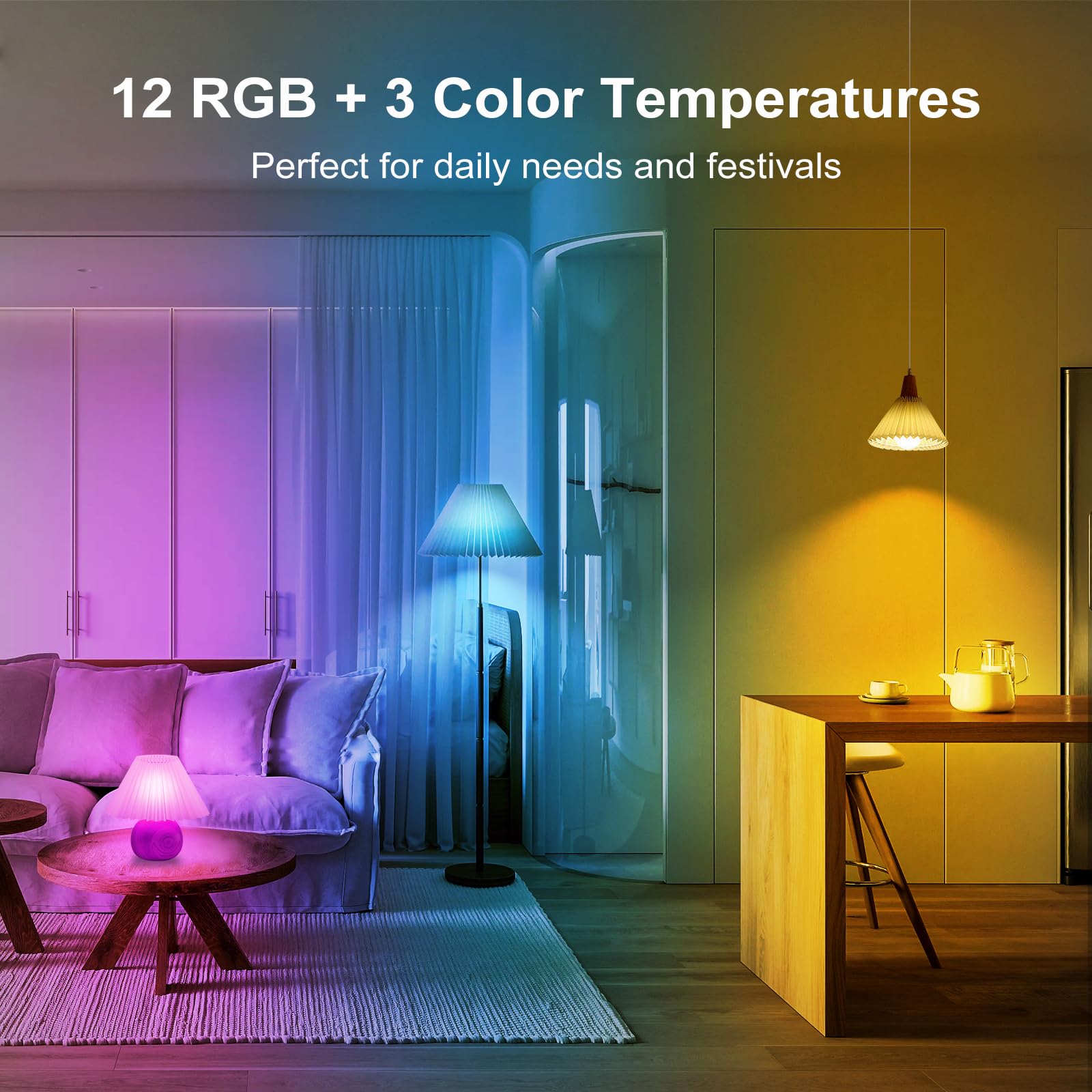 E27 USB Rechargeable LED Bulbs with 15 Colour Changing, Battery Light Bulbs - Image 3