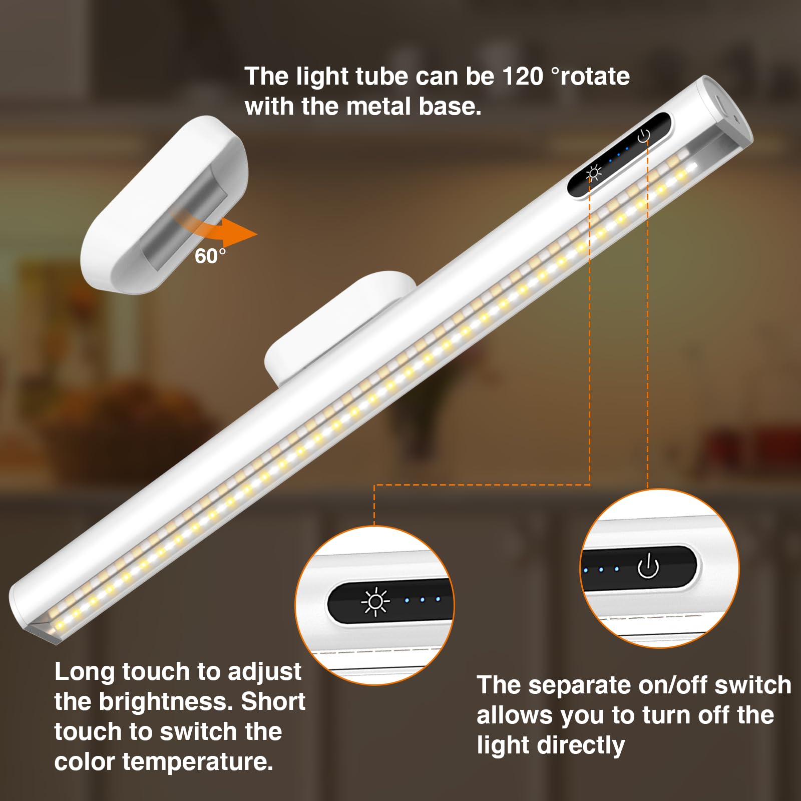 Rechargeable Under Cabinet Lights with Remote, 3 Colour Temperature - Image 4