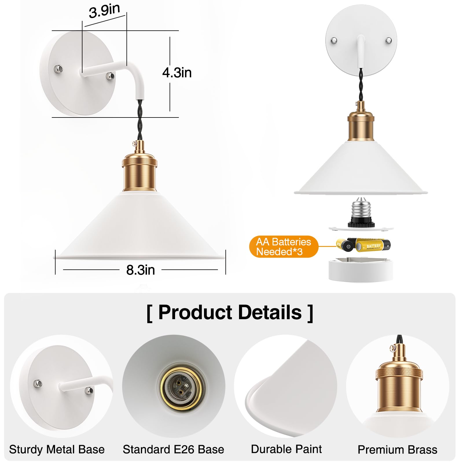 Wall Light Fixtures Vanity Light Industrial Sconce Lighting 2 Pack - Image 5