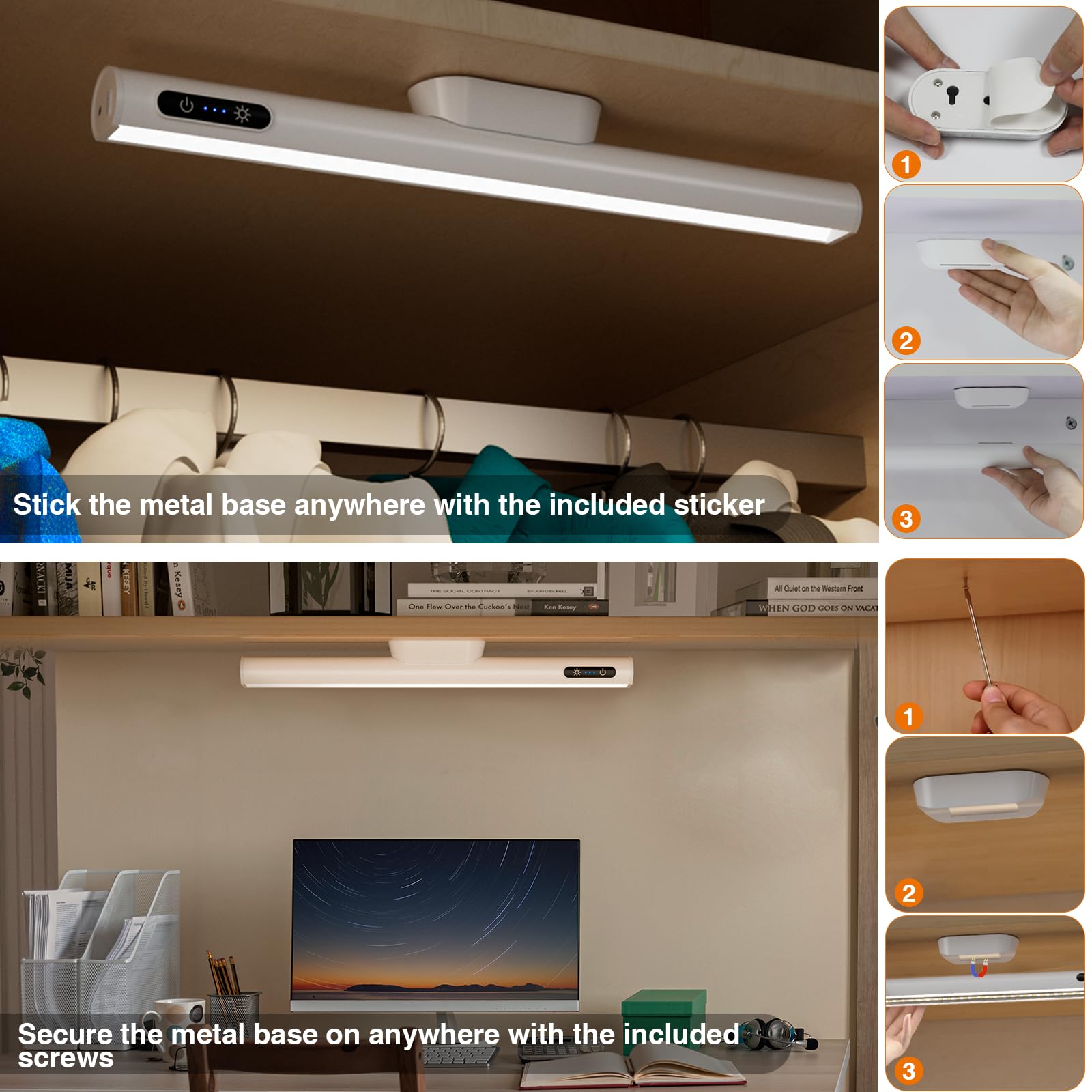 Rechargeable Under Cabinet Lights with Remote, 3 Colour Temperature - Image 6
